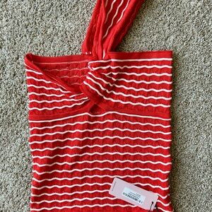 Red and White Striped Crop Top